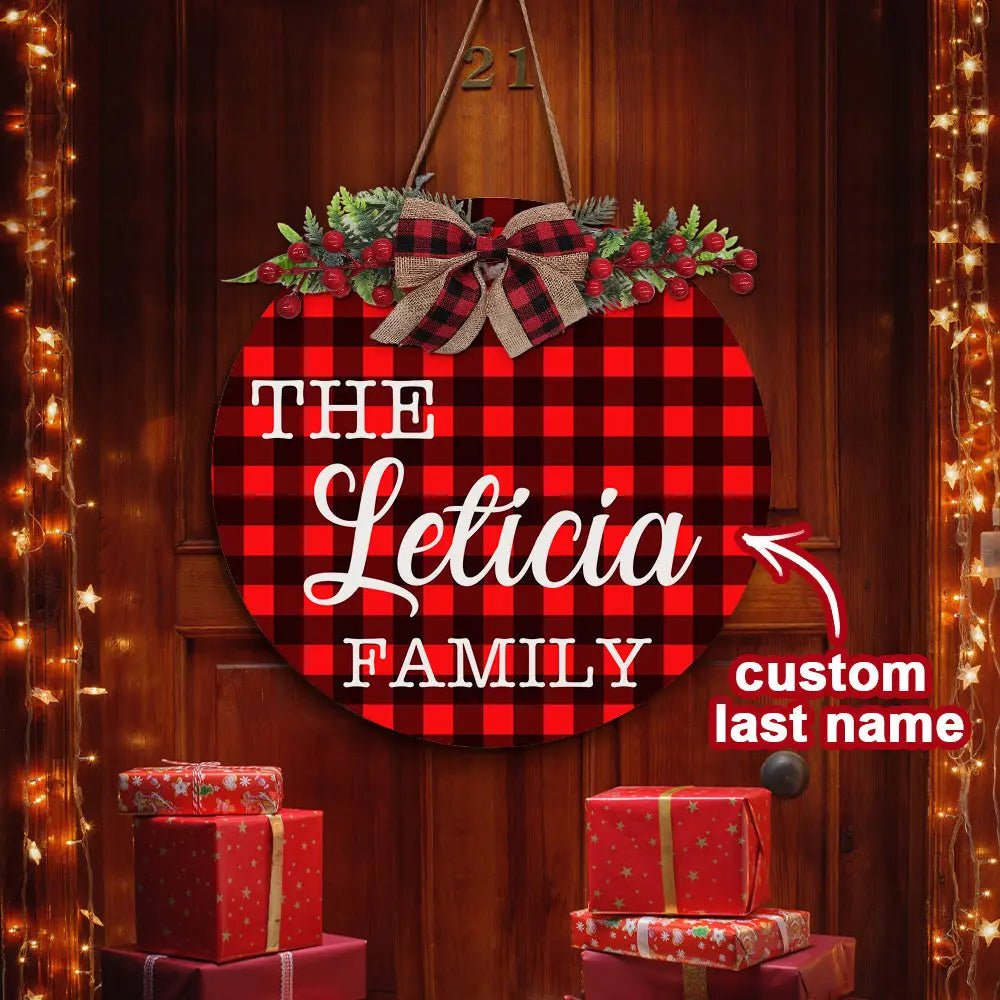 Customizable Christmas Door Sign with Family Name - Customizable Love