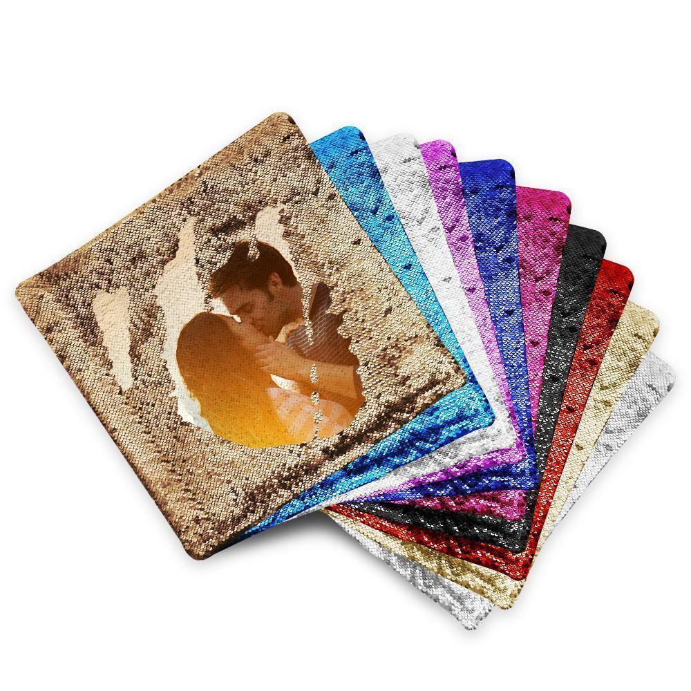 Customizable Flip Sequin Photo Pillow Case - Customizable Love