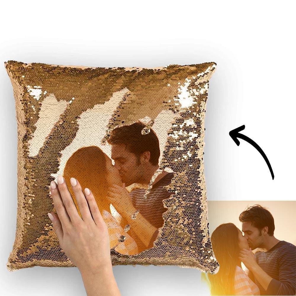 Flip Sequin Photo Pillow Case with your photo Customizable Love