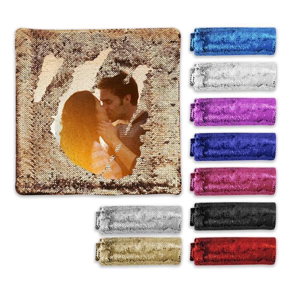 Customizable Flip Sequin Photo Pillow Case - Customizable Love