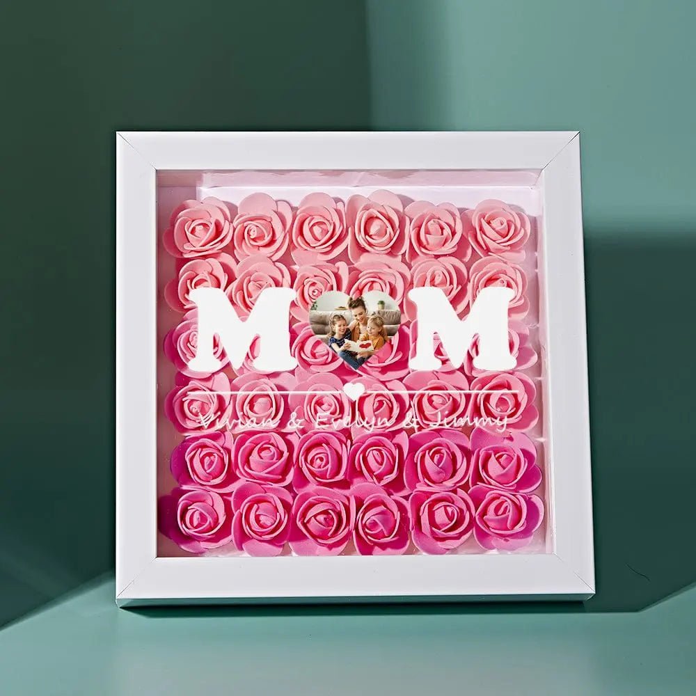 Customizable Flower Shadow Box With Photo For Mom - Customizable Love