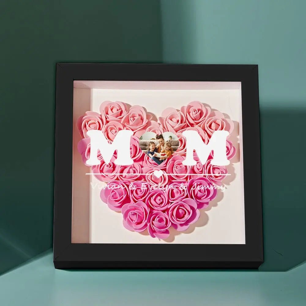 Customizable Flower Shadow Box With Photo For Mom - Customizable Love