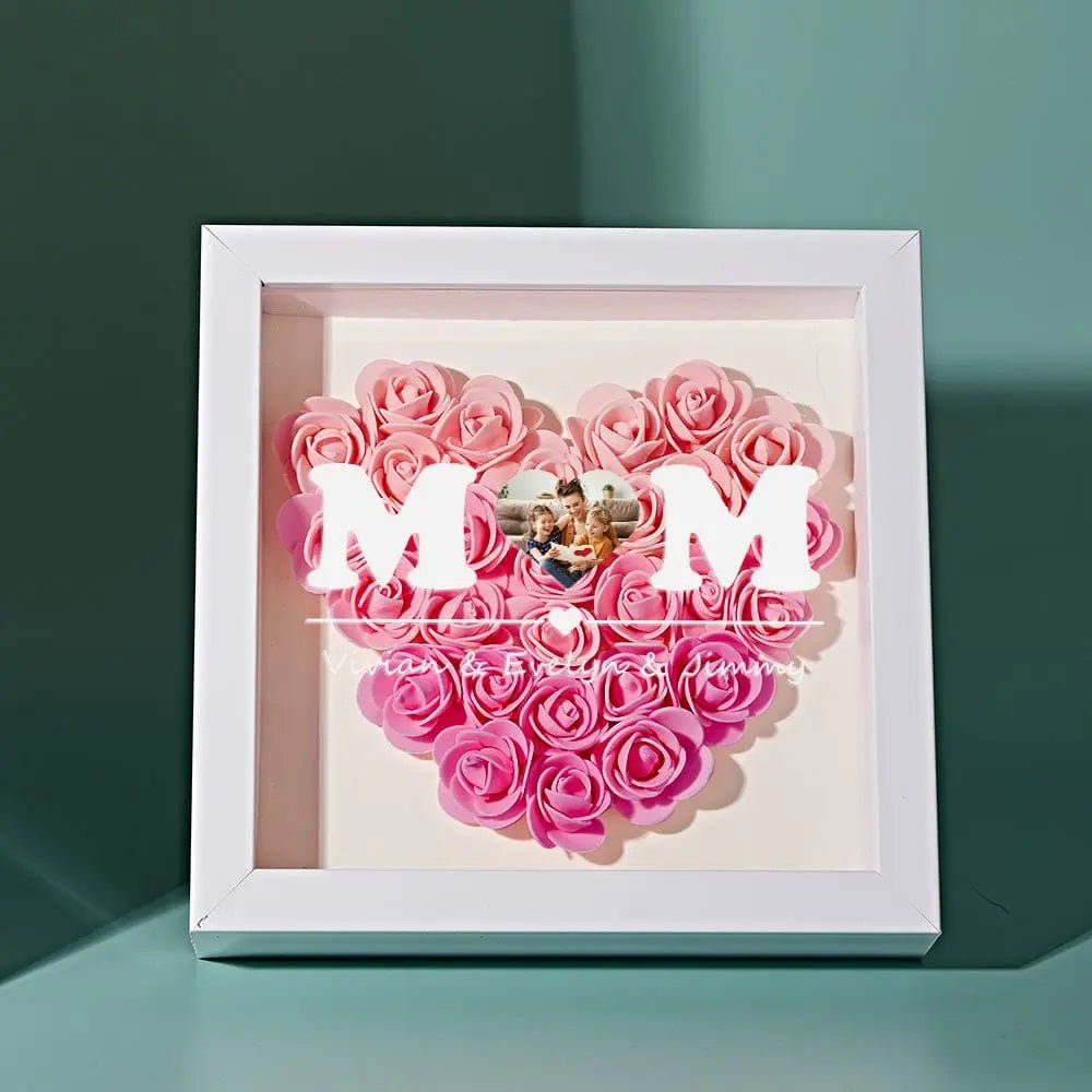 Customizable Flower Shadow Box With Photo For Mom - Customizable Love