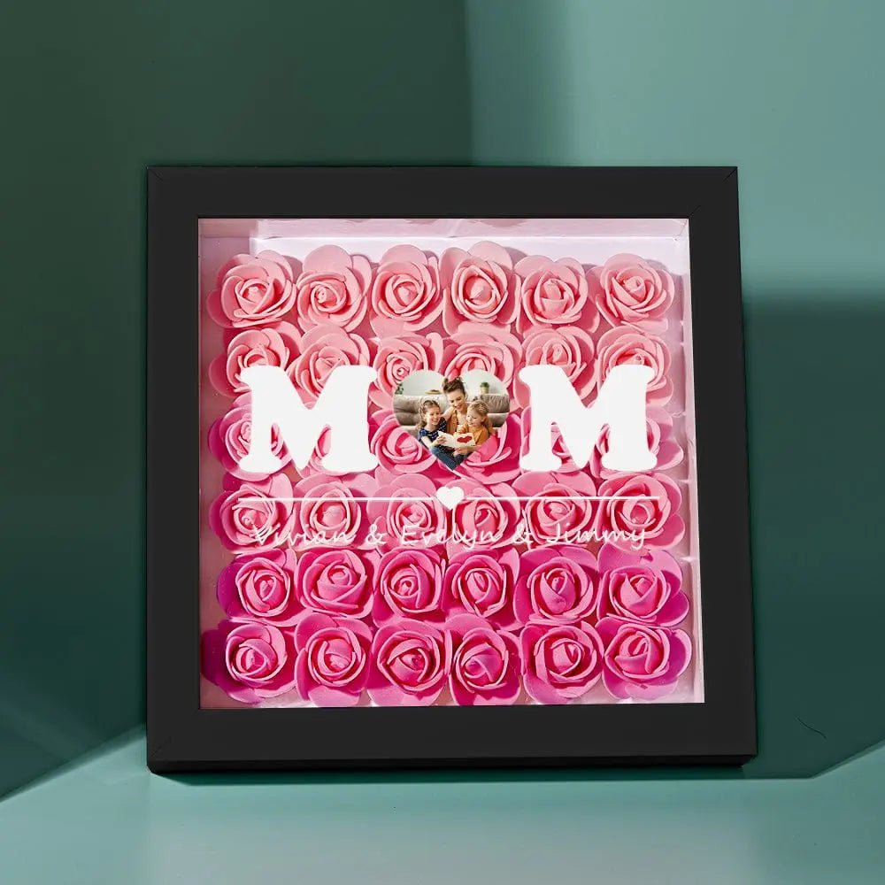 Customizable Flower Shadow Box With Photo For Mom - Customizable Love