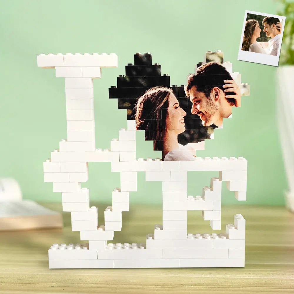 Customizable LOVE Building Bricks Puzzle with Photo - Customizable Love