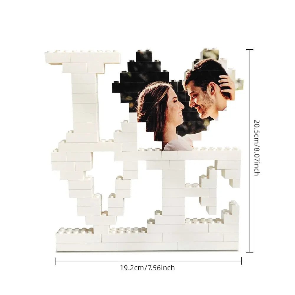 Customizable LOVE Building Bricks Puzzle with Photo - Customizable Love