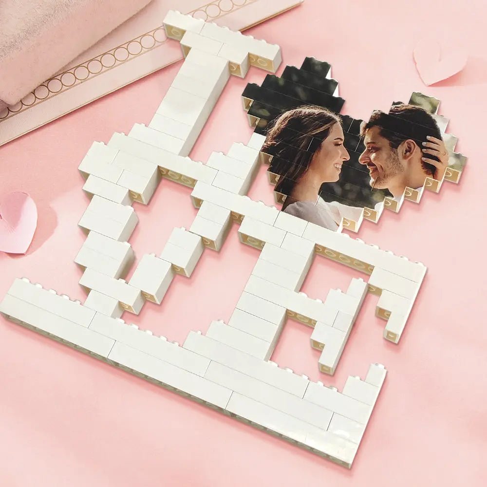 Customizable LOVE Building Bricks Puzzle with Photo - Customizable Love