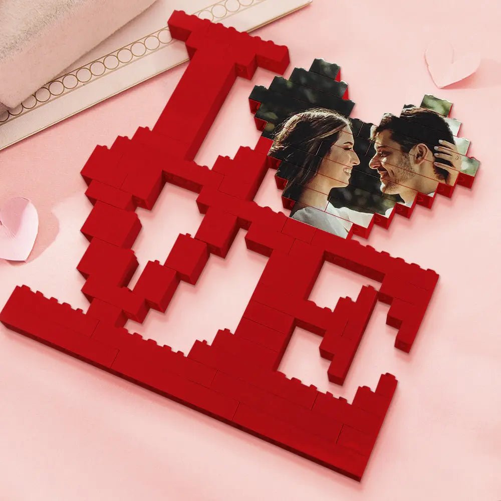 Customizable LOVE Building Bricks Puzzle with Photo - Customizable Love
