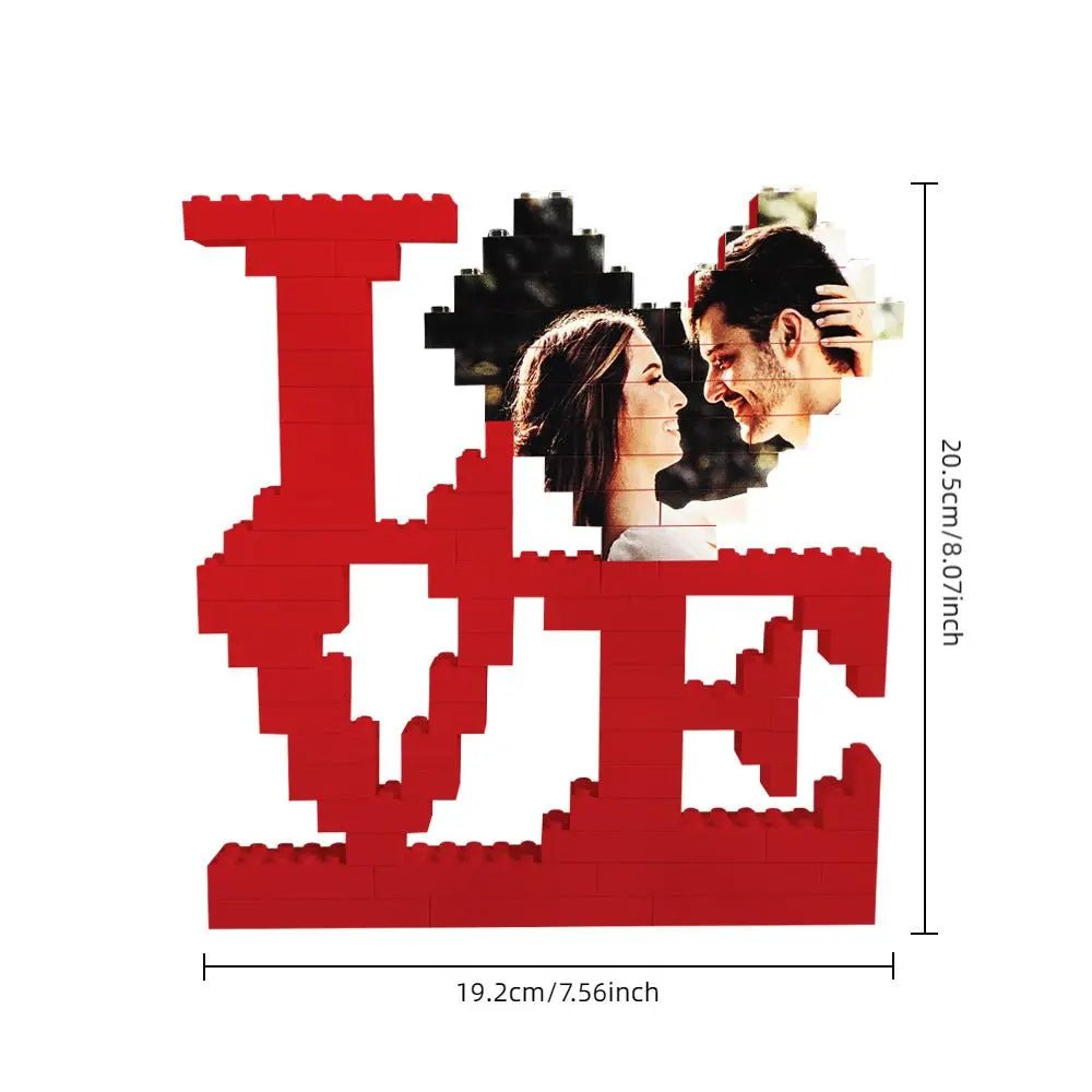 Customizable LOVE Building Bricks Puzzle with Photo - Customizable Love