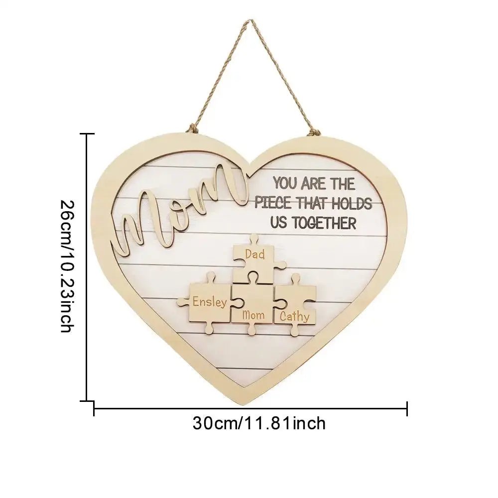 Customizable "Mom" Wood Plaque with Family Names - Customizable Love