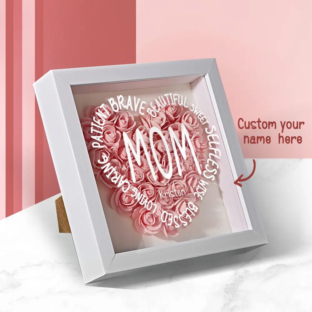 Customizable Name Flower Shadow Box For Mom - Customizable Love
