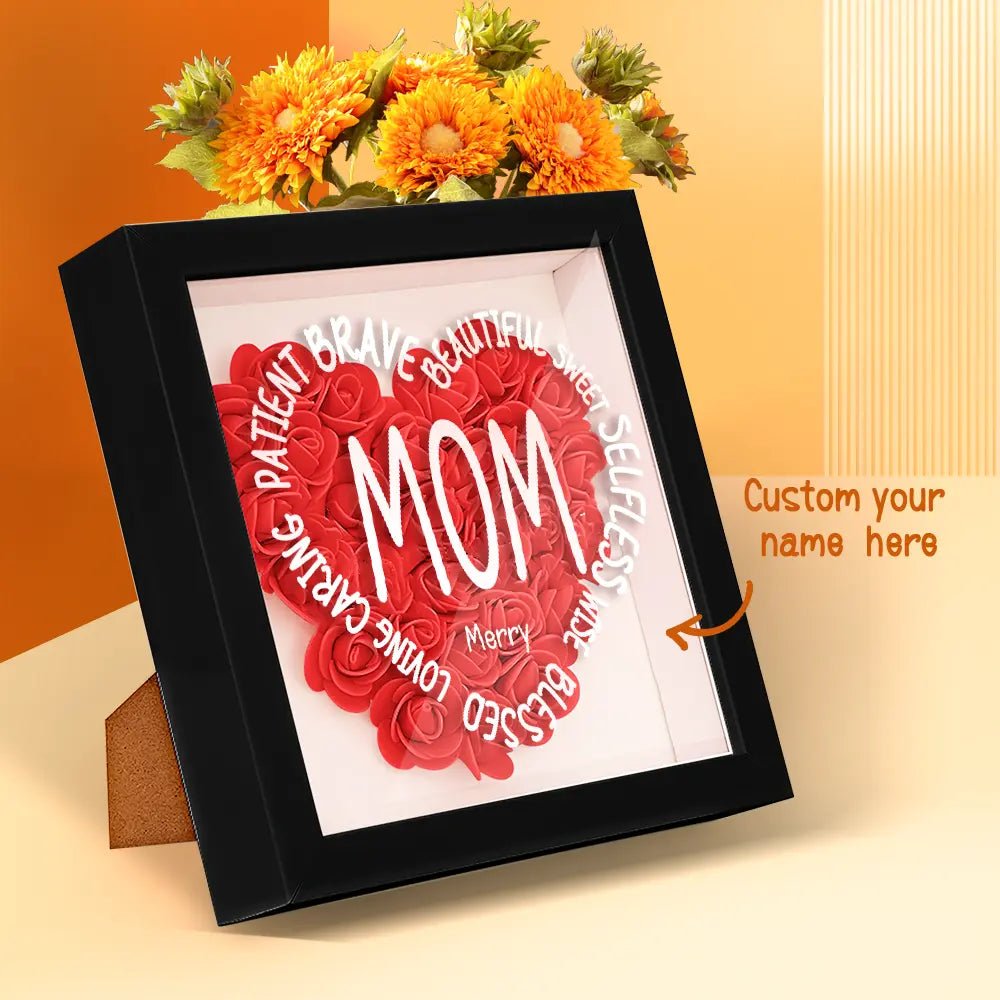 Customizable Name Flower Shadow Box For Mom - Customizable Love