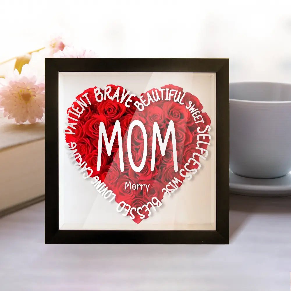 Customizable Name Flower Shadow Box For Mom - Customizable Love
