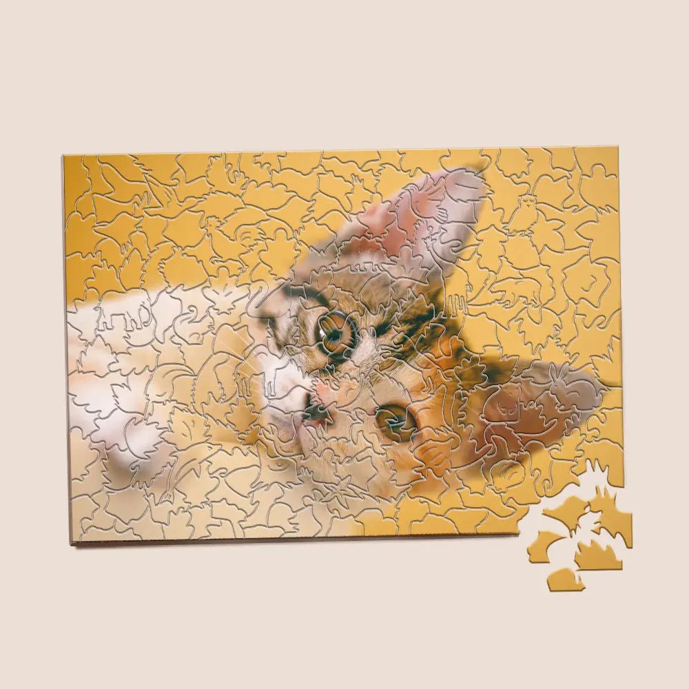 Customizable Photo Pet Puzzle with Animal Shaped Pieces - Customizable Love