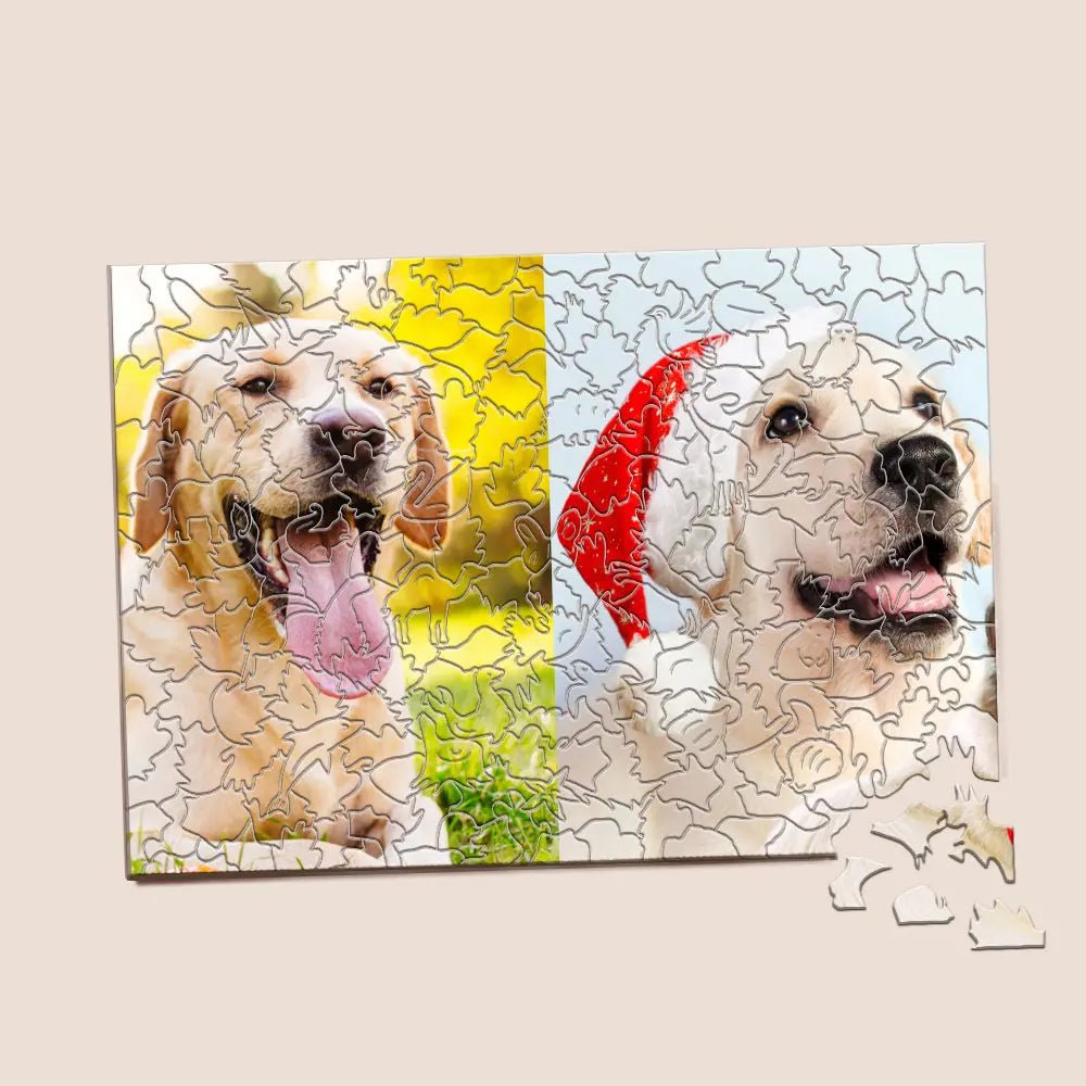 Customizable Photo Pet Puzzle with Animal Shaped Pieces - Customizable Love