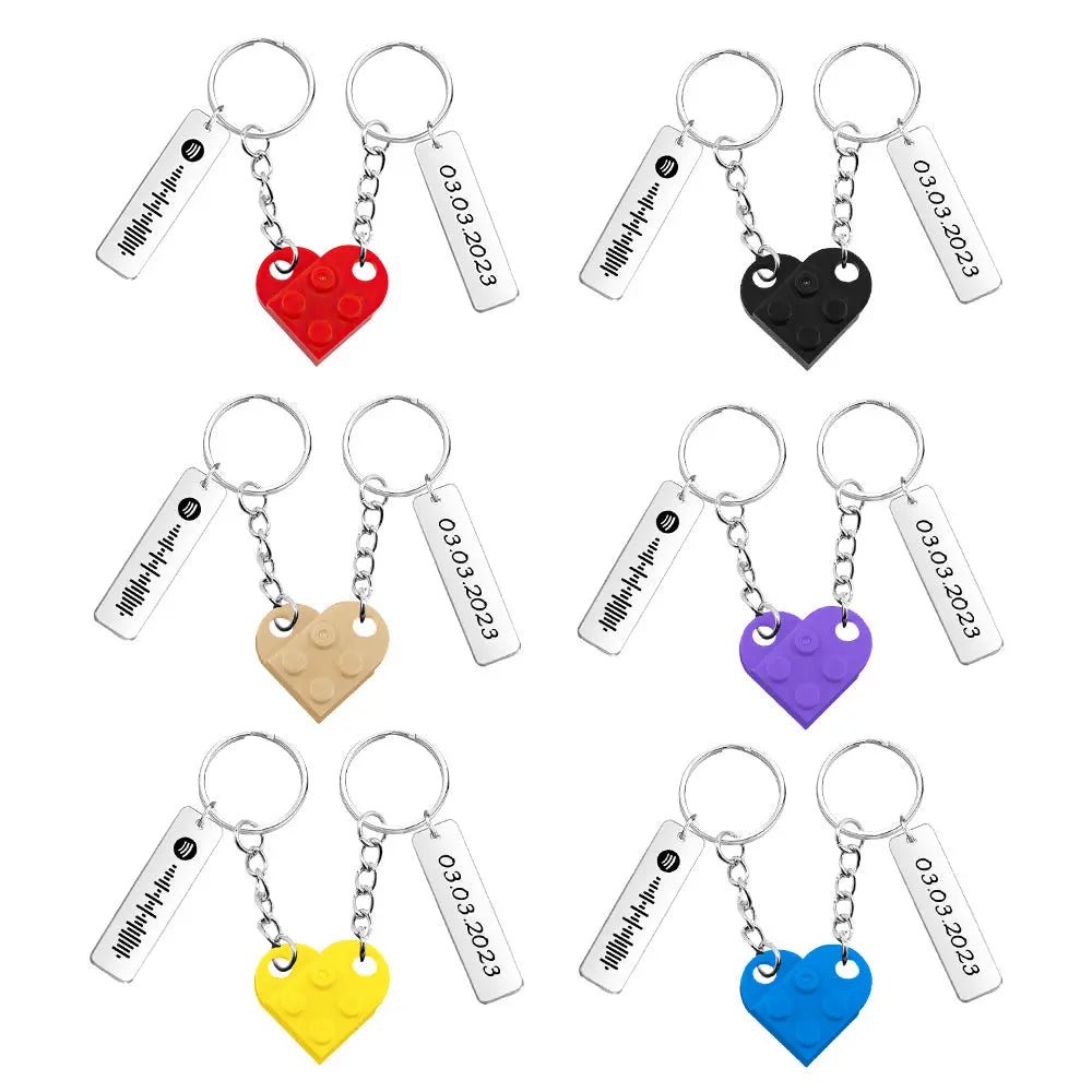 Customizable Spotify Music Code Keychain with Heart, Matching Set - Customizable Love