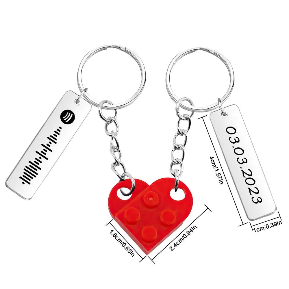 Customizable Spotify Music Code Keychain with Heart, Matching Set - Customizable Love
