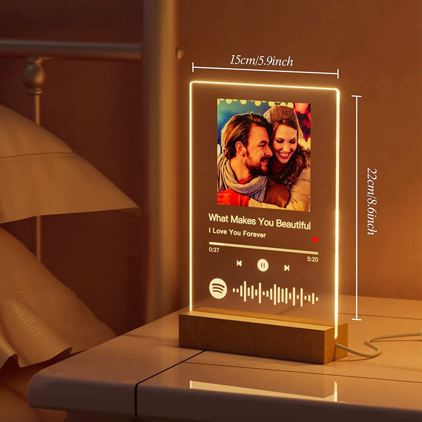 Customizable Spotify Photo Music Plaque Night Light *Best Seller* - Customizable Love
