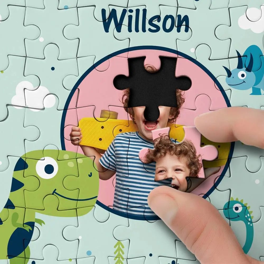 Dinosaur Custom Photo puzzle with Name and Photo - Customizable Love