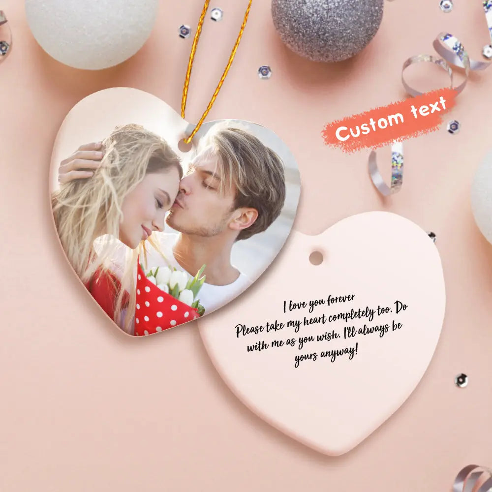 Customizable Heart Ornament with Photo and Message