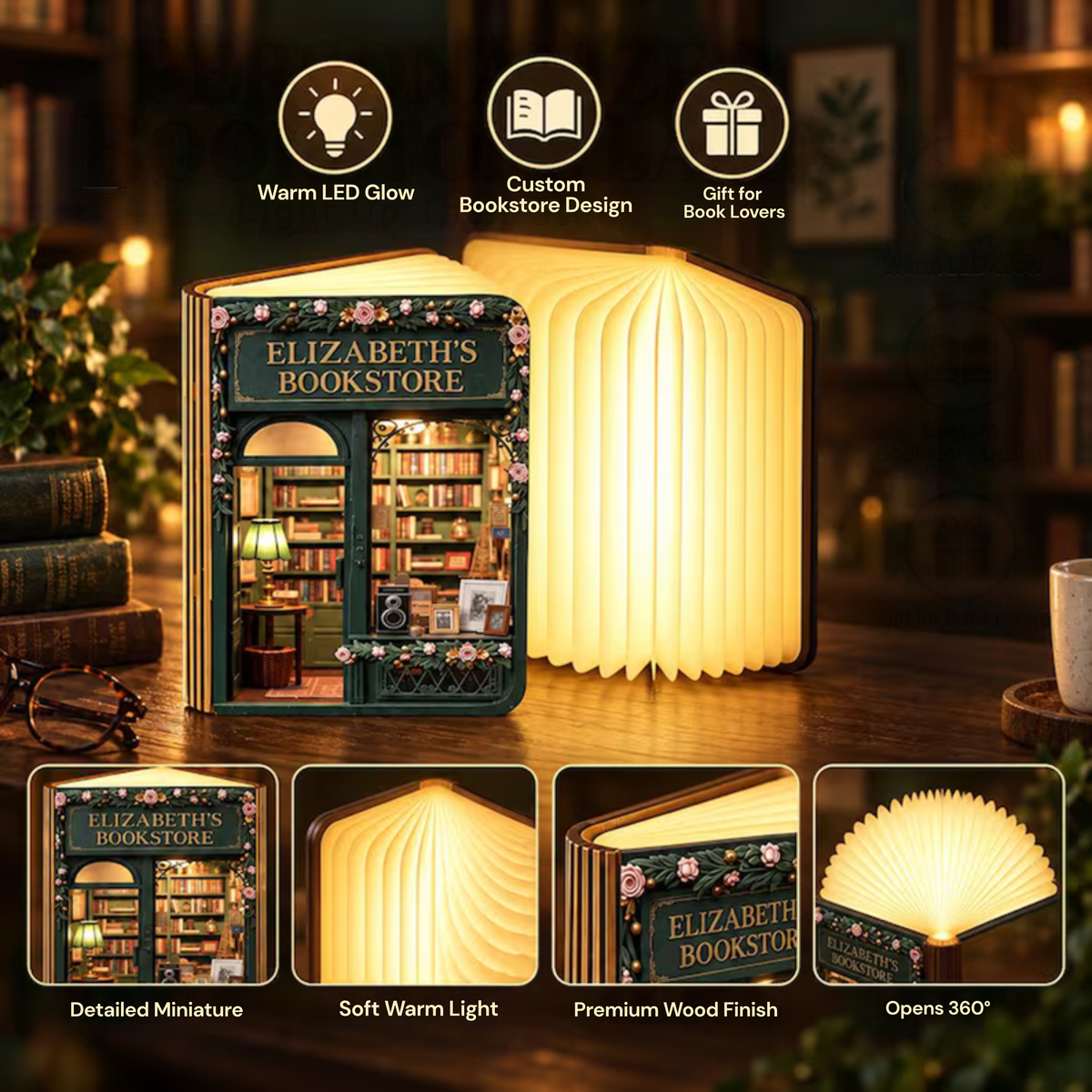 Cutomizable Foldable LED Magic Book Lamp