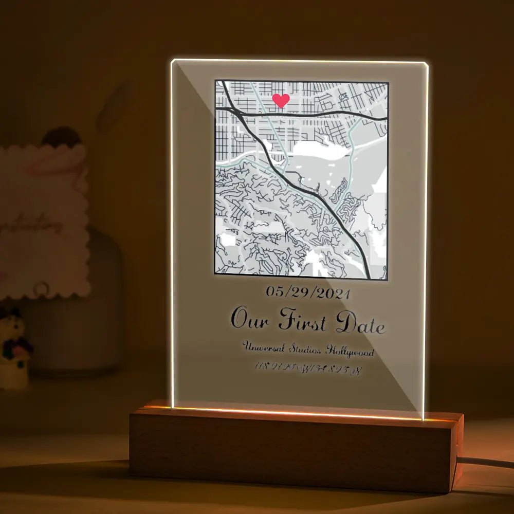Custom "Where We Met" Map Plaque with Date, Location & Message - Customizable Love