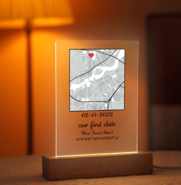 Custom "Where We Met" Map Plaque with Date, Location & Message - Customizable Love