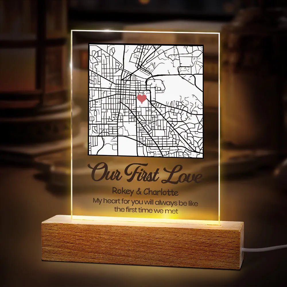 Custom "Where We Met" Map Plaque with Date, Location & Message - Customizable Love