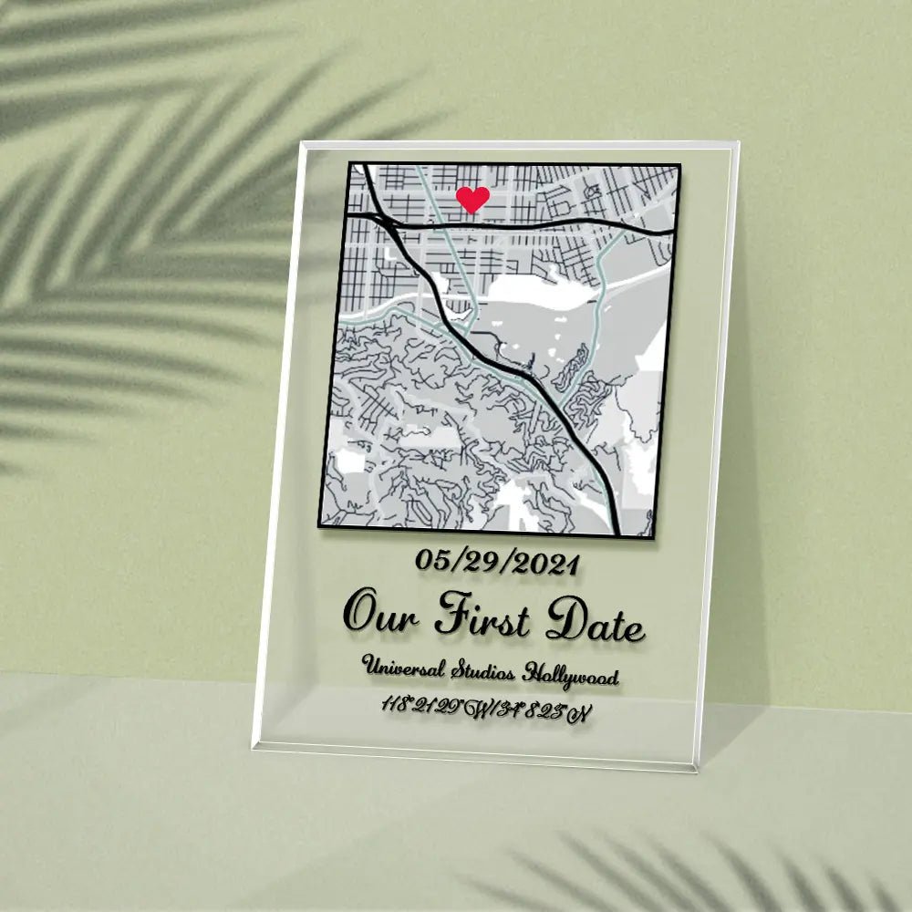 Custom "Where We Met" Map Plaque with Date, Location & Message - Customizable Love