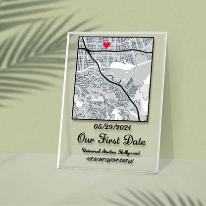 Custom "Where We Met" Map Plaque with Date, Location & Message - Customizable Love