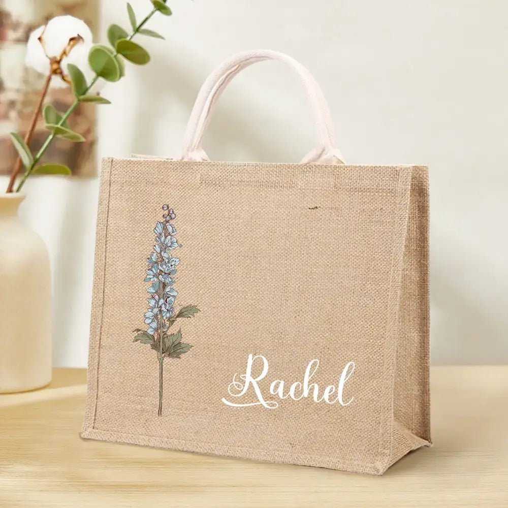 Customizable Birth Flower Tote with Name - Customizable Love