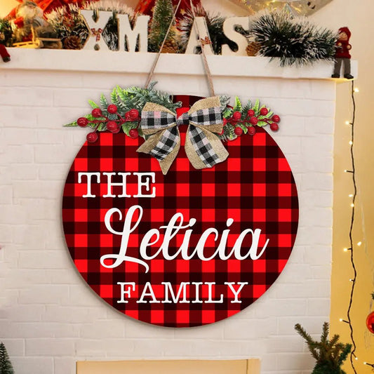 Customizable Christmas Door Sign with Family Name - Customizable Love