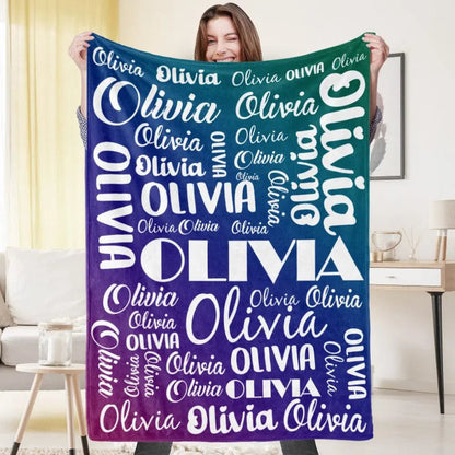 Customizable Colorful Name Blanket - Customizable Love