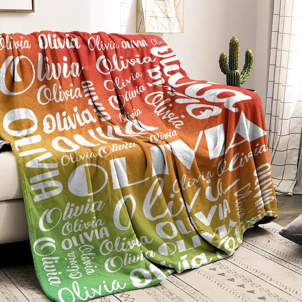 Customizable Colorful Name Blanket - Customizable Love
