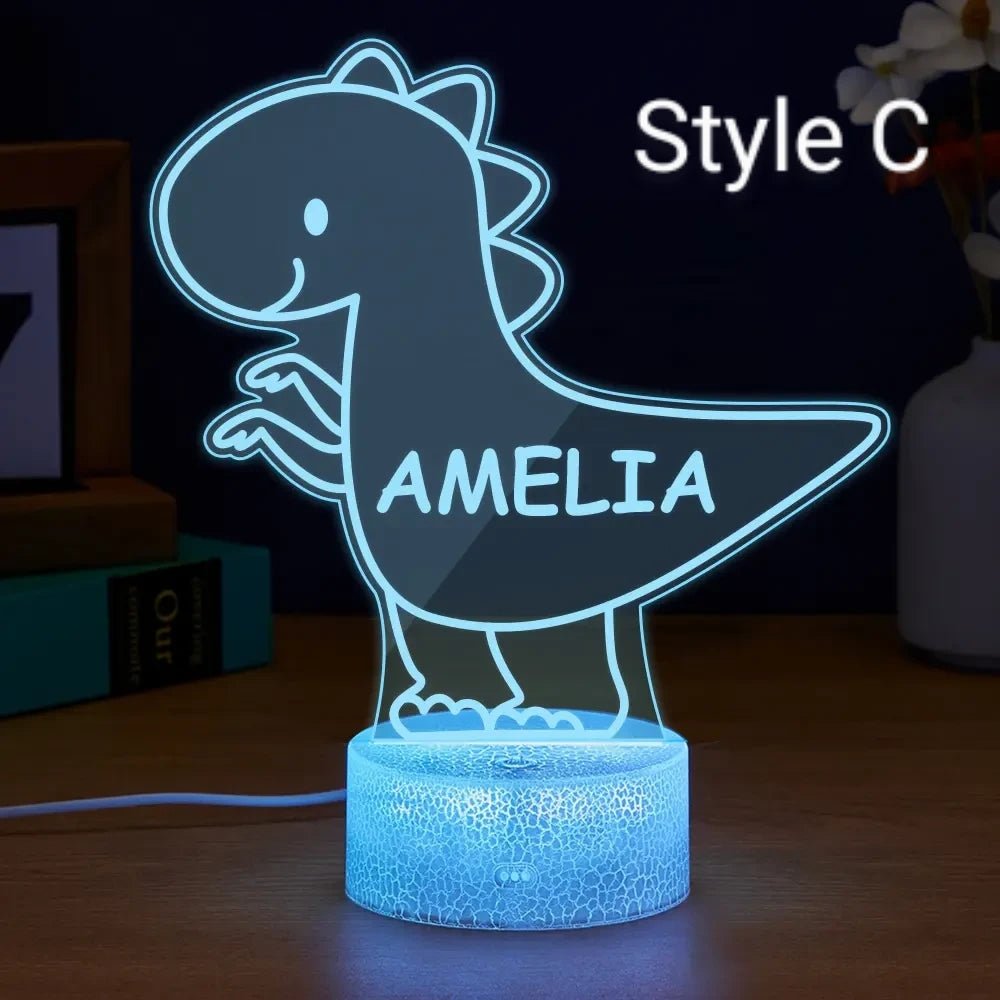 Customizable Dinosaur Night Light with Your Name - Customizable Love