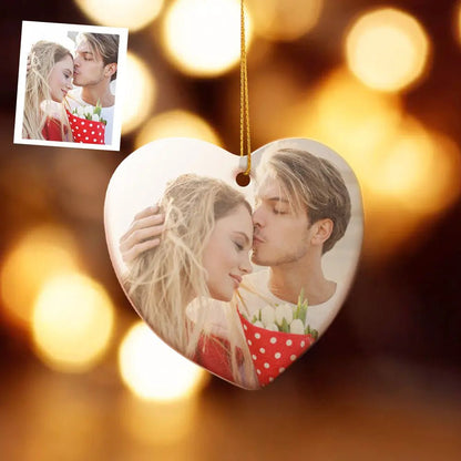 Customizable Heart Ornament with Photo and Message - Customizable Love