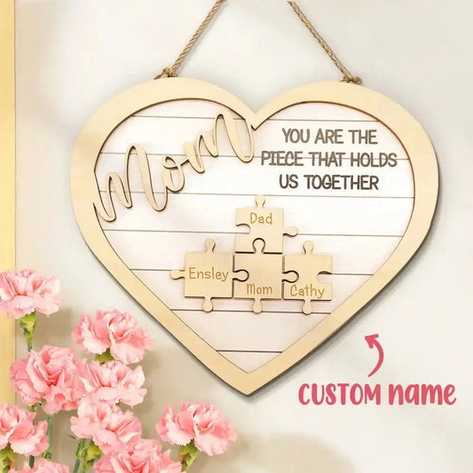Customizable "Mom" Wood Plaque with Family Names - Customizable Love