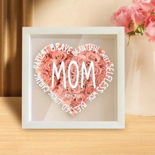 Customizable Name Flower Shadow Box For Mom - Customizable Love