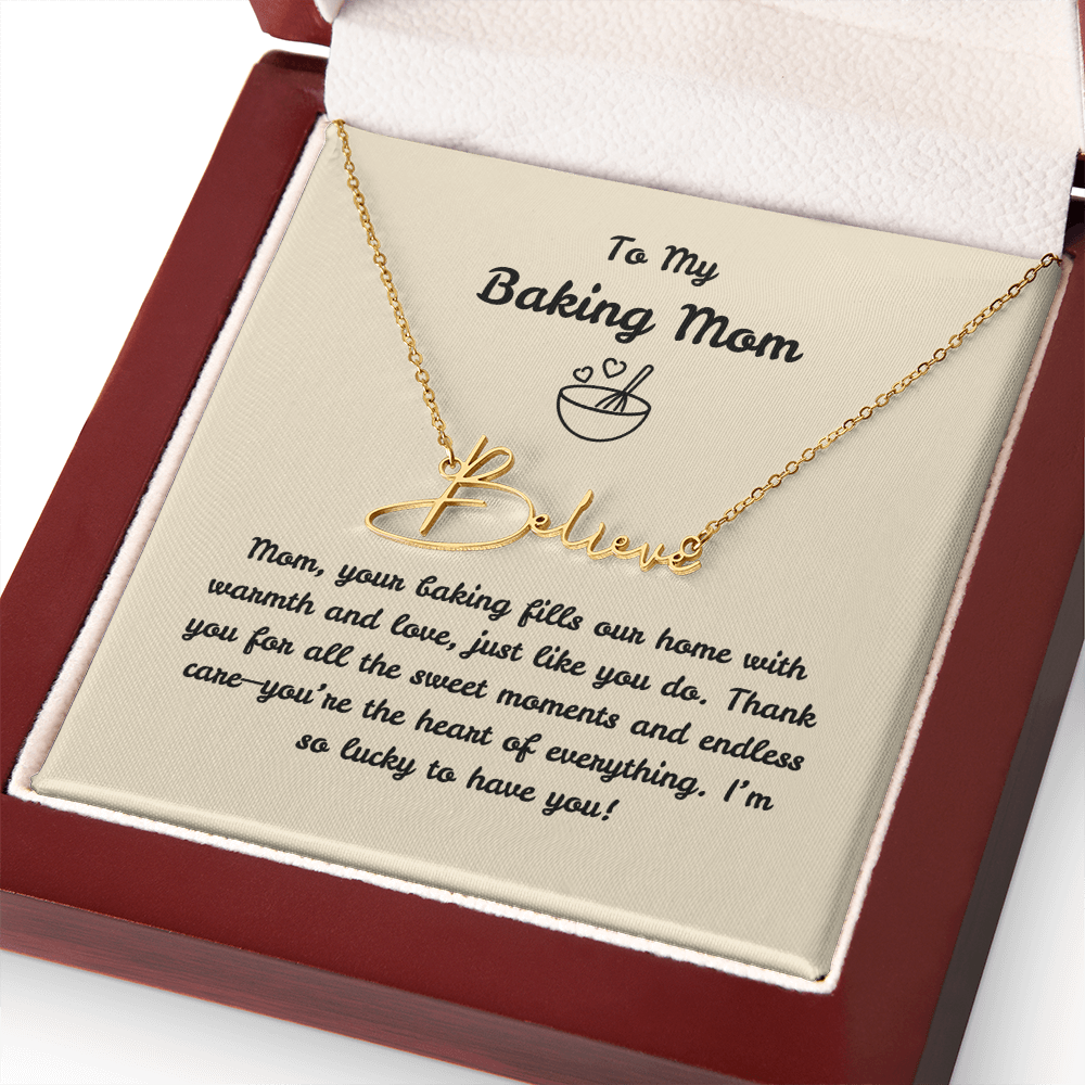 Customizable Name Script Necklace for Baking Mom, Gift for Mom who Loves Baking - Customizable Love