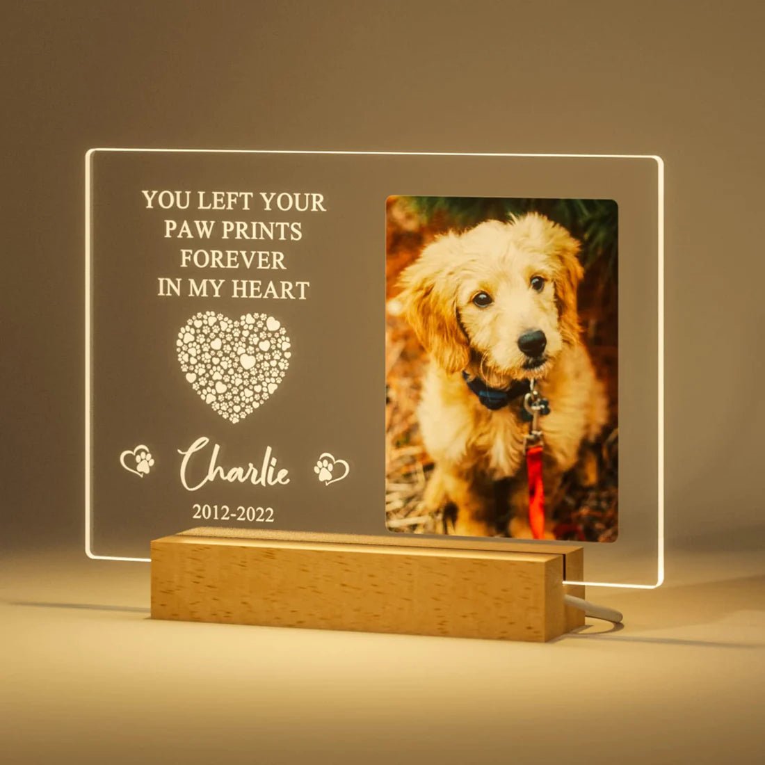 Customizable Pet Memorial Plaque Night Light - Customizable Love