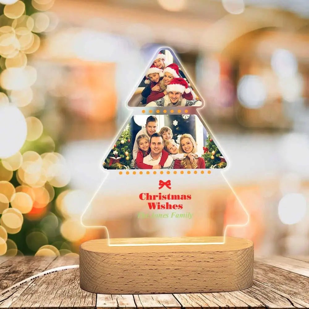 Customizable Photo Christmas Tree Plaque Night Light - Customizable Love