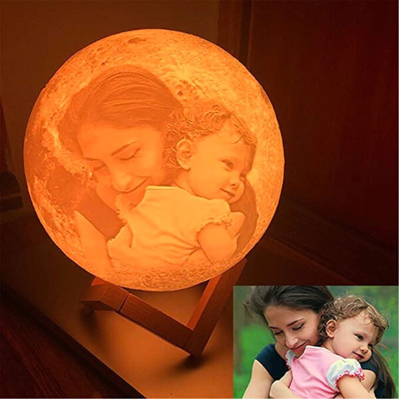 Customizable Photo Moon Lamp with Your Message - Customizable Love