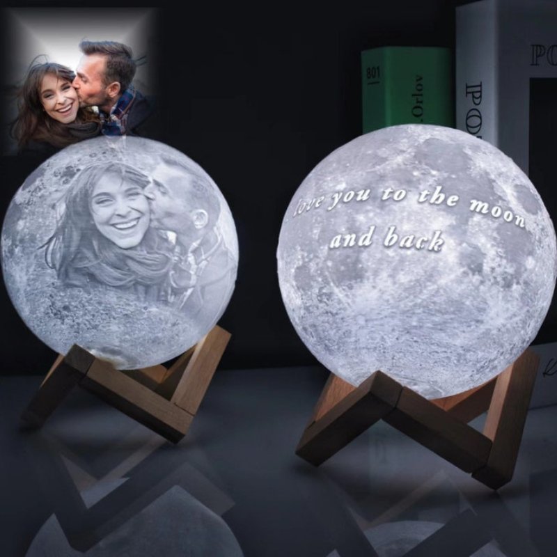 Customizable Photo Moon Lamp with Your Message - Customizable Love