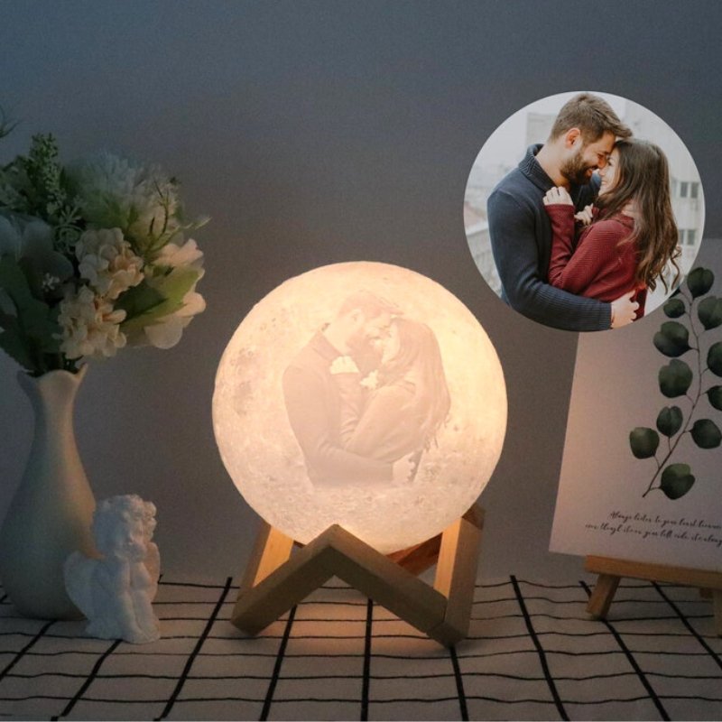 Customizable Photo Moon Lamp with Your Message - Customizable Love