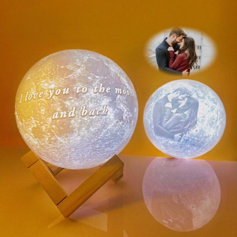 Customizable Photo Moon Lamp with Your Message - Customizable Love