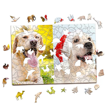 Customizable Photo Pet Puzzle with Animal Shaped Pieces - Customizable Love