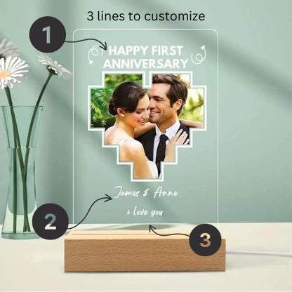 Customizable Plaque with Heart Shaped Photo and Special Message - Customizable Love