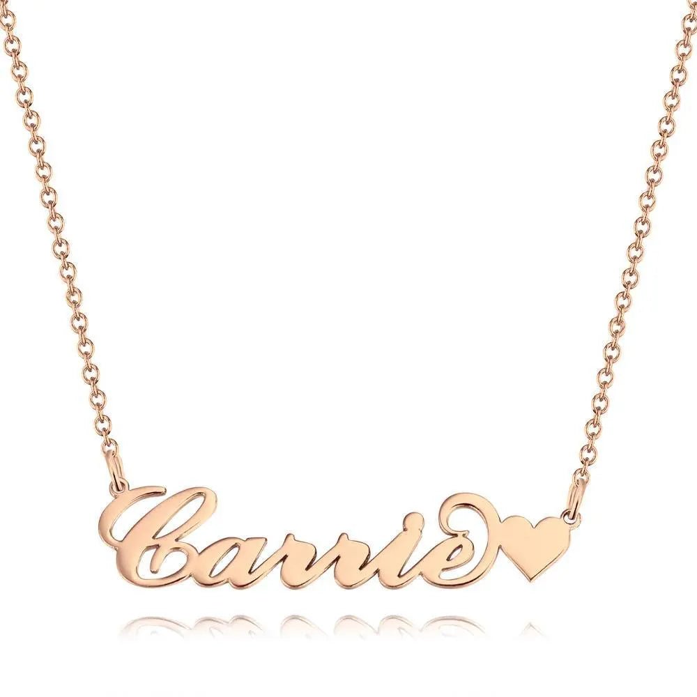 Customizable Script Name Necklace with Heart - Customizable Love