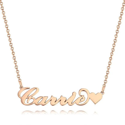 Customizable Script Name Necklace with Heart - Customizable Love