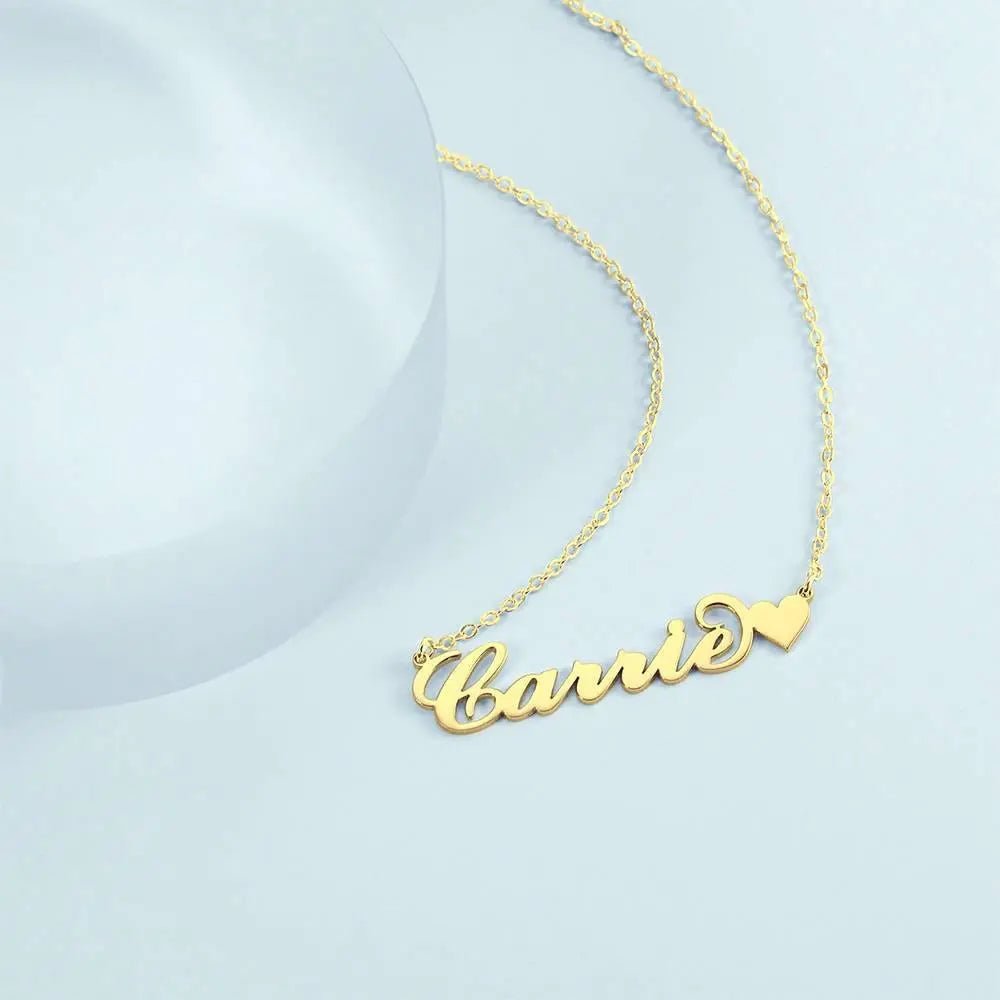 Customizable Script Name Necklace with Heart - Customizable Love